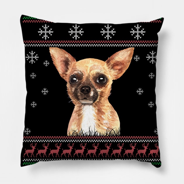 Cute Chihuahua Dog Lover Ugly Christmas Sweater For Women And Men Funny Gifts Pillow by uglygiftideas
