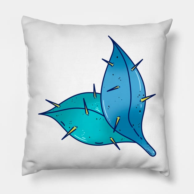 blue thorny leaves Pillow by 2dsandy