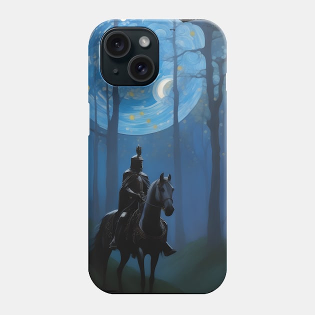 Mysterious Black Knight in the Moonlit Phone Case by Sandy Richter Art & Designs