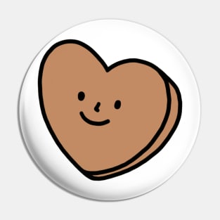 Brown Heart with Face | Quirky Heart Pin