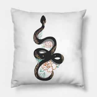 snake and peonies Pillow