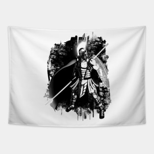 Futuristic Cyber Spartan Black and White Tapestry