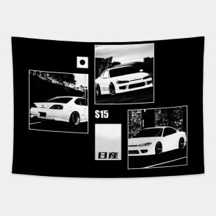 NISSAN SILVIA S15 Black 'N White Archive (Black Version) Tapestry