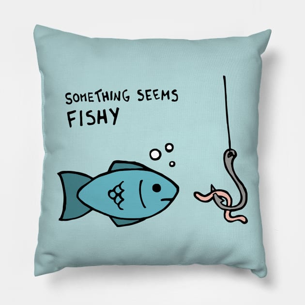 Something Seems Fishy Fish Pillow by Graograman