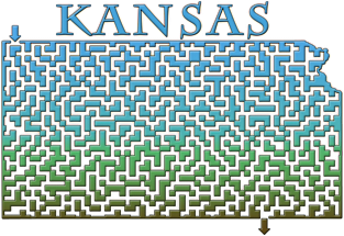 State of Kansas Colorful Maze Magnet