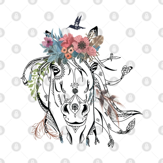 Horse Boho Abstract by Manlangit Digital Studio