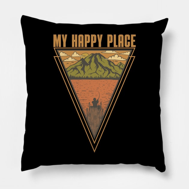 My happy place Pillow by Myartstor 