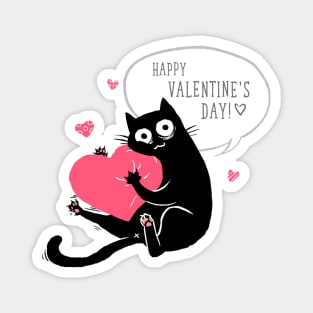 happy valentines day, heart cat love day Magnet