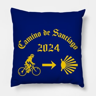 Camino de Santiago de Compostela Female Cyclist 2024 Pillow