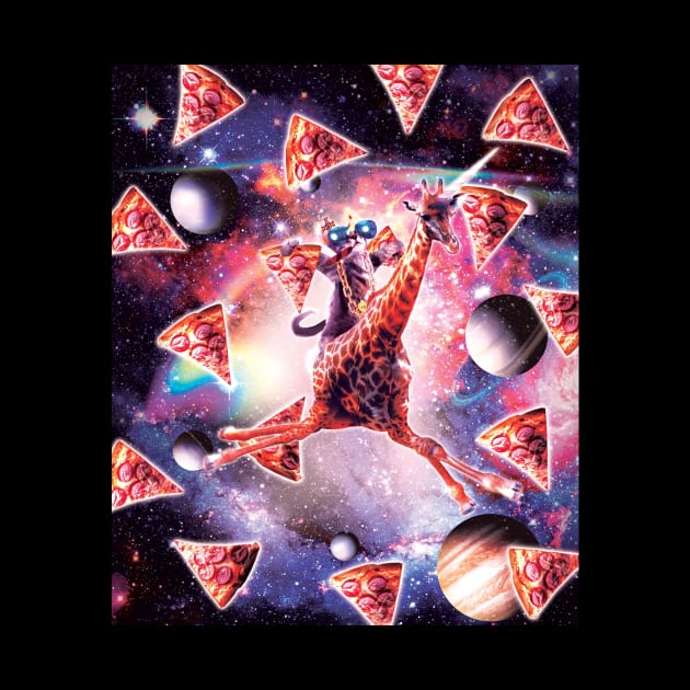 Thug Space Cat On Giraffe Unicorn - Pizza by Random Galaxy