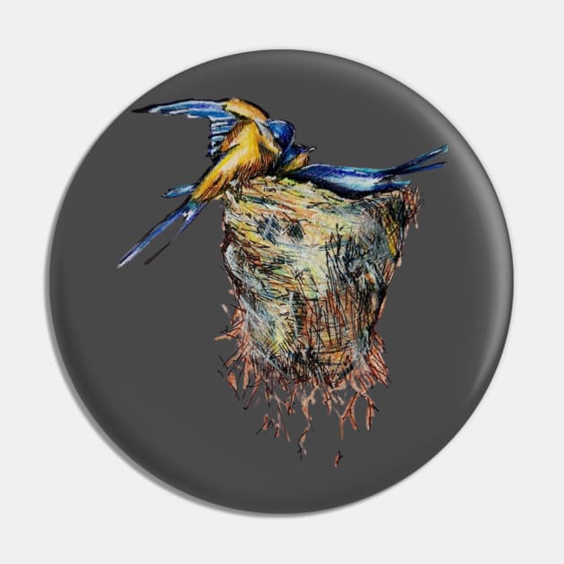 Barn Swallows Pin by Animal Surrealism