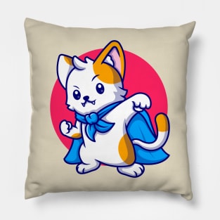 Cute Cat Supe Hero Cartoon Pillow