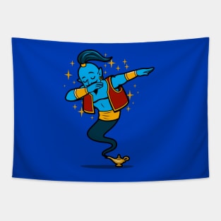 Funny Cute Dabbing Blue Magic Genie Cartoon Tapestry