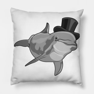 Dolphin as Gentleman with Top hat Pillow