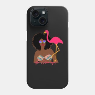 Afro-GLAM-ingo! Glamorous Woman in Bikini | Cherie's Art(c)2022 Phone Case