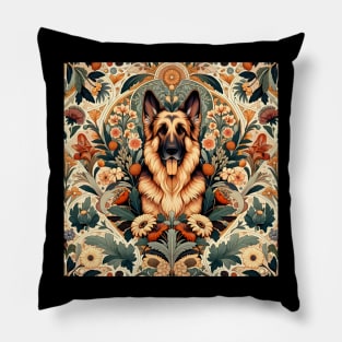 German Shepard inspired by William Morris Pillow