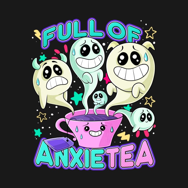 Cute Kawaii Teacup Full of Anxiety Anxietea Pastel Goth by Juandamurai