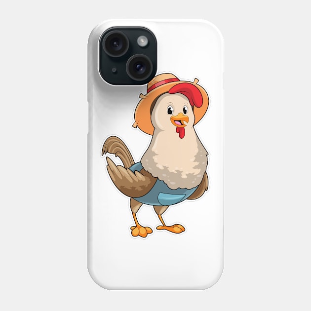 Chicken as Farmer with Hat Phone Case by Markus Schnabel