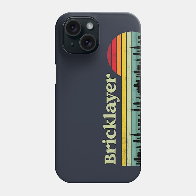 Bricklayer - Retro Sunset & Skyline Design Phone Case by best-vibes-only
