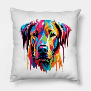 Dog Head Dripping Rainbow Graffiti Pillow