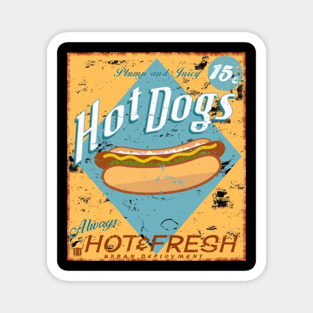 Vintage Hot dog Sign Magnet by Urbanvintage