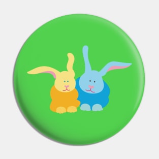 Pair of Blue and Gold Bunnies Pin