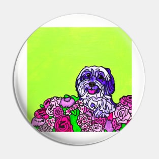 Havanese with Flowers Pin