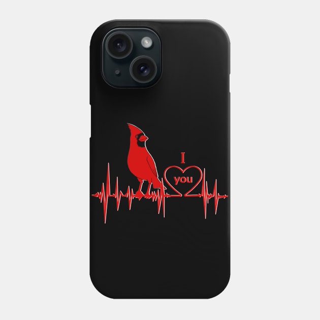 Red Cardinal heartbeat I love you Phone Case by Artardishop