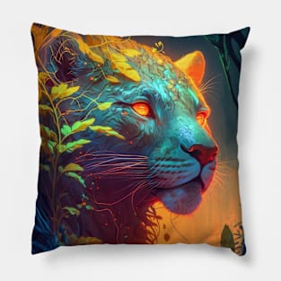 Panther Animal Portrait Painting Wildlife Outdoors Adventure Pillow