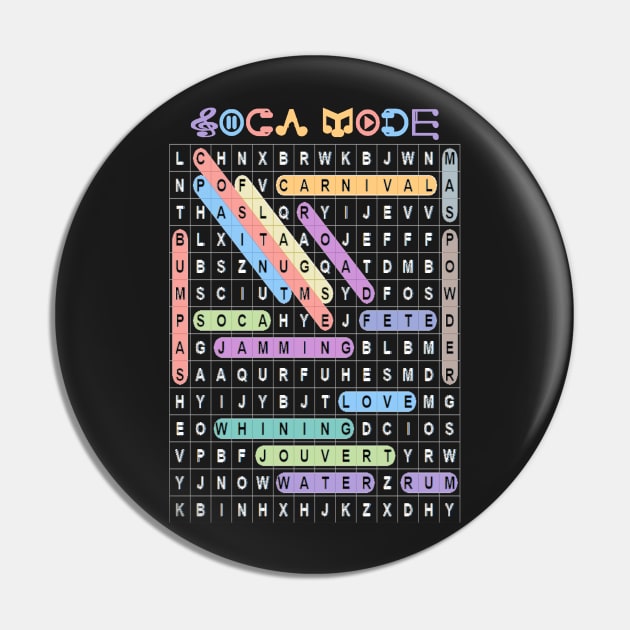 Caribbean Festival Word Search Puzzle - Black and White Print Pin by Soca-Mode
