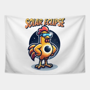 Funny Chiken Solar Eclipse 2024 Retro Tapestry