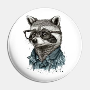 A raccoon with glasses Pin