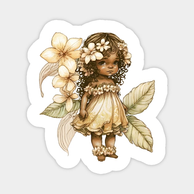 Plumeria Flower Fairy Girl Cute Hawaii Cicely Mary Barker Magnet by peachycrossing