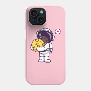 Cute Astronaut Holding Moon Cartoon Phone Case