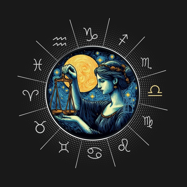 ZODIAC Libra - Astrological LIBRA - LIBRA - ZODIAC sign - Van Gogh style - 8 by ArtProjectShop