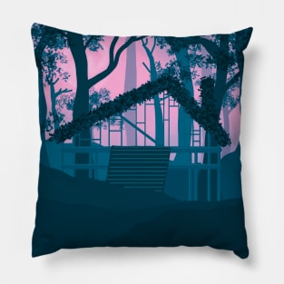 CABIN IN THE WOODS PURPLE PINK SKY Pillow