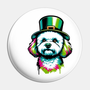 Bichon Frise Delights in Saint Patrick's Day Festivities Pin