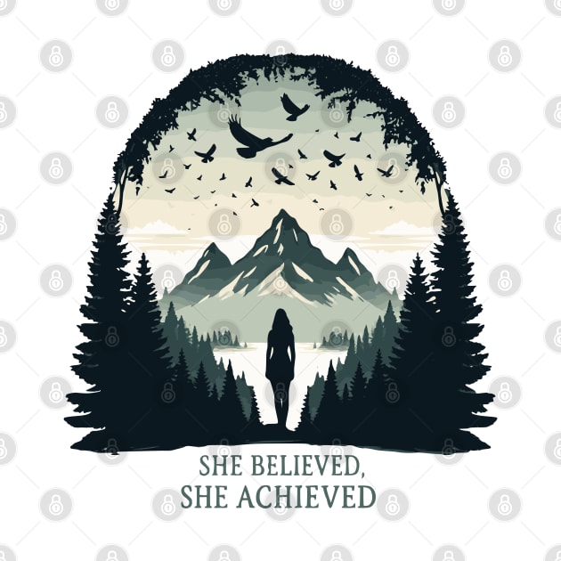 She believed, she achieved. Confident, Courageous Strong Woman by O.M.Art&Yoga