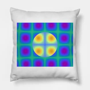 Pink and Yellow Fractal Dots and Squares Pillow