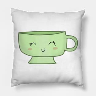 Cute Green Teacup Pillow