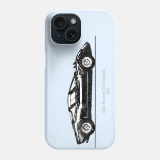 Alfa Romeo 33 Stradale 1967 - Black and White Watercolor Phone Case