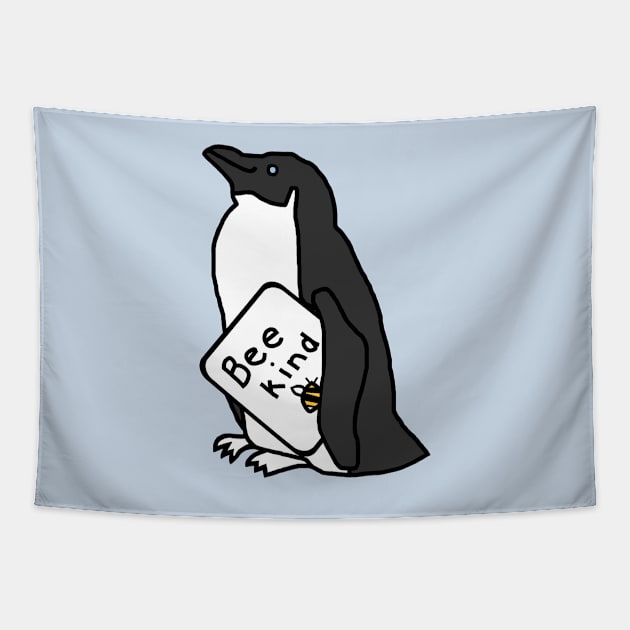 Be Kind Penguin Tapestry by ellenhenryart