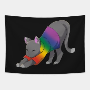 Pride cat stretching Tapestry