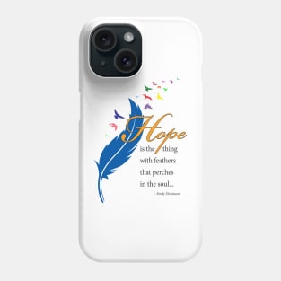 Hope feather with quote, black type Phone Case