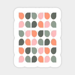 Retro Geometric Petal Shapes Pattern Magnet