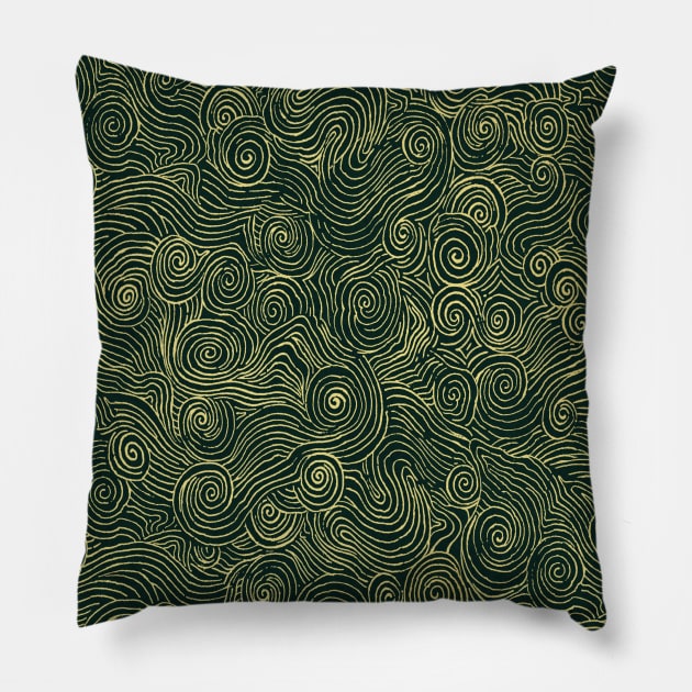 Metallic Chinese Cloud Pattern Oriental Background Pillow by AJDesignsstuff