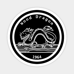 Wood Dragon 1964 Year of the Dragon White Line Magnet