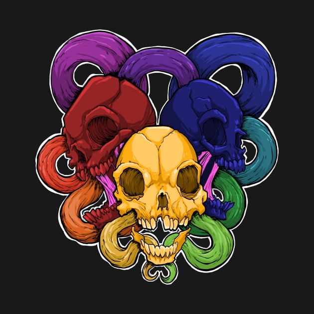 Color Wheel Skulls by Sir Sasquatch Arts