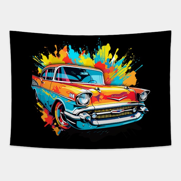 1957 Chevy Classic Hot Rod '57 Vintage Car HotRod Tapestry by Tees 4 Thee