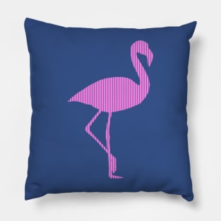 Pink Flamingo Silhouette with Pink Stripes Pattern Pillow